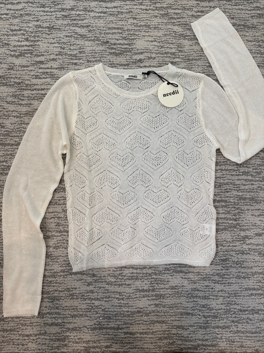 Boutique brand White Lightweight Knit Long-Sleeve Top
